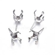 201 Stainless Steel Prong Earring Settings, Stud Earring Findings, with 304 Stainless Steel Pins, Stainless Steel Color, 16.5mm, Tray: 8x8mm, Pin: 0.8mm(STAS-P210-40P-02)