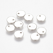 304 Stainless Steel Stamping Blank Tag Charms, Flat Round, Stainless Steel Color, 7x1mm, Hole: 1mm(STAS-K149-03A)