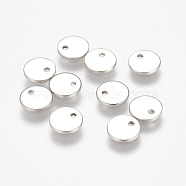 Tarnish Resistant 304 Stainless Steel Stamping Blank Tag Charms, Flat Round, Stainless Steel Color, 7x1mm, Hole: 1mm(STAS-K149-03A)