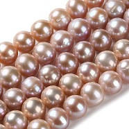 Natural Pearl Beads Strands, Round, Grade 4A, Rosy Brown, 7.5~8mm, Hole: 0.5mm, about 52pcs/strand, 15.87''(40.3cm)(PEAR-E018-21)