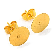 Iron Stud Earring Findings, Flat Round Earring Pads with Butterfly Earring Back, Golden, 10mm, 100pcs/bag(IFIN-Q001-01D-G)