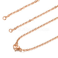 304 Stainless Steel Cable Chain Necklace Making, with Lobster Claw Clasps, Rose Gold, 18.5 inch~18.8 inch(47~47.8cm), 1.5mm, Hole: 2.5mm(STAS-T040-PJ209-3-46)