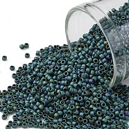 TOHO Round Seed Beads, Japanese Seed Beads, (706) Matte Color Iris Teal, 15/0, 1.5mm, Hole: 0.7mm, about 15000pcs/50g(SEED-XTR15-0706)