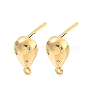 Brass Micro Pave Cubic Zirconia Stud Earring Finding, Teardrop, Light Gold, 12.5x6.5mm, Hole: 1mm, Pin: 12x0.8mm(KK-P263-19KCG)
