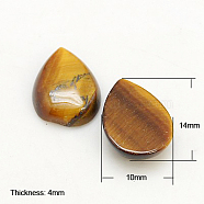 Gemstone Cabochons, teardrop, Natural Tiger Eye, 14x10x4mm(G-H1598-DR-14x10x4-04)