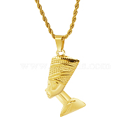Stainless Steel Pendant Necklaces, Women Shape, Real 18K Gold Plated, 17.72 inch(45cm)(TD1825-1)