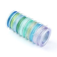 10 Rolls 3-Ply Metallic Polyester Threads, Round, for Embroidery and Jewelry Making, Blue, 0.3mm, about 24 yards(22m)/roll, 10 rolls/group(MCOR-YW0001-03D)