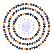 DIY Bracelet Making Kits, 140Pcs 6mm Round Natural Eagle Eye & Tiger Eye Beads, Elastic Crystal Thread, Mixed Color, Beads: 140pcs(DIY-SZ0003-57)