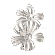 Brass Fold Over Clasps, Flower, Platinum, 34mm(KK-G505-26P)