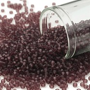 TOHO Round Seed Beads, Japanese Seed Beads, (6BF) Transparent Frost Medium Amethyst, 11/0, 2.2mm, Hole: 0.8mm, about 1110pcs/bottle, 10g/bottle(SEED-JPTR11-0006BF)