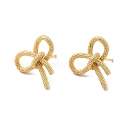 Rack Plating Brass Bowknot Stud Earrings for Women, Lead Free & Cadmium Free, Real 18K Gold Plated, 20x22.5mm, Pin: 0.8mm(EJEW-F308-02G)