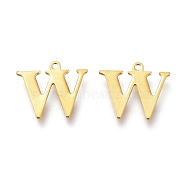 Vacuum Plating  304 Stainless Steel Charms, Laser Cut, Alphabet, Golden, Letter.W, 12x14x0.8mm, Hole: 1mm(STAS-H112-W-G)