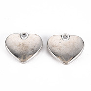 Tibetan Style Alloy Pendants, Lead Free & Cadmium Free, Heart, Antique Silver, 18x20x4.5mm, Hole: 1.8mm, about 90pcs/500g(TIBE-S323-126AS-RS)