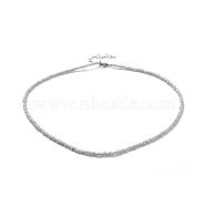 Glass Seed Beaded Necklaces, with Brass Crimp Beads and 304 Stainless Steel Lobster Claw Clasps, Gray, 18.3 inch(46.5cm)(NJEW-JN02466-03)