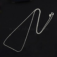 925 Sterling Silver Necklaces, Cable Chains, with Spring Ring Clasps, Thin Chain, Platinum, 18 inches, 1mm(STER-M034-32B)