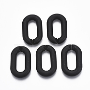 Spray Painted CCB Plastic Linking Rings, Quick Link Connectors, For Jewelry Cable Chains Making, Oval, Black, 39x24x7mm, Inner Diameter: 10x25mm(CCB-R104-12E-01)