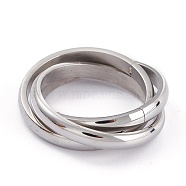 Unisex 304 Stainless Steel Finger Rings, Criss Cross Rings, Stainless Steel Color, Size 7, 2.8~7mm, Inner Diameter: 17.2mm(RJEW-K233-06B-P)