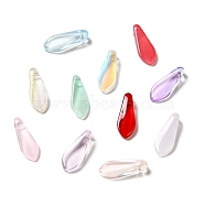 Spray Painted Transparent Glass Beads, Top Drilled, Teardrop, Mixed Color, 16x6x4mm, Hole: 1mm(GLAA-J102-04)