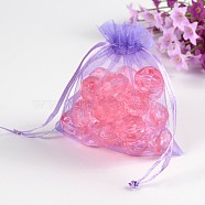 Organza Gift Bags, with Drawstring, Rectangle, Lilac, 12x10cm(OP004)