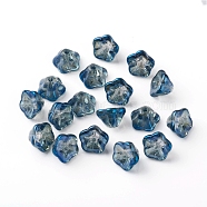 Electroplate Glass Beads, Trumpet Flower, Prussian Blue, 8.5x8x5.5mm, Hole: 1mm(X-EGLA-I012-A02)