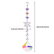 Snowflake Faceted Glass Suncatchers, Platinum Tone Metal Hanging Ornaments, Shell Shape, 260x55mm(PW-WG24776-03)