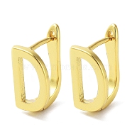 Brass Letter Stud Earrings for Women, Lead Free & Cadmium Free, Real 18K Gold Plated, Letter D, 15x8mm(EJEW-A038-01D-G)
