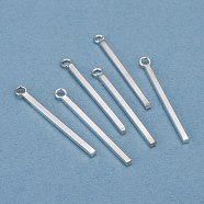 304 Stainless Steel Pendants, Rectangle/Bar, Silver, 28x1.5x1.5mm, Hole: 2mm(STAS-F155-19S-C)
