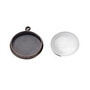 Pendant Making Sets, with Brass Pendant Cabochon Settings and Glass Cabochons, Flat Round, Nickel Free, Antique Bronze, Tray: 12mm, 17x14x2mm, Hole: 1.5mm, 11.5~12x4mm(DIY-X0288-11AB-NF)