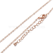 Brass Cable Chain Necklaces, Long-Lasting Plated, Real Rose Gold Plated, 16.34 inch(41.5cm)(NJEW-K123-05RG)