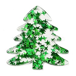 Christmas Theme Acrylic Pendants, Green, Christmas Tree, 49x43.5x2mm, Hole: 1.5mm(OACR-A034-01D)