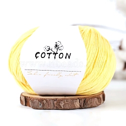 Milk Cotton Knitting Yarn, for Garments Scarves Sweater Shawl Hats, Champagne Yellow, 0.5~1mm, about 131.23 Yards(120m)/Skein(PW-WGC6668-18)