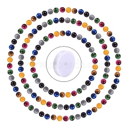 DIY Bracelet Making Kits, 140Pcs 6mm Round Natural Eagle Eye & Tiger Eye Beads, Elastic Crystal Thread, Mixed Color, Beads: 140pcs(DIY-SZ0003-57)