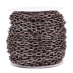 Aluminium Textured Cable Chains, Unwelded, with Spool, Red Copper, 9x5x1.3mm, about 98.43 Feet(30m)/Roll(CHA-T001-38R)
