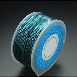 Round Nylon Cords, Milan Cords/Twisted Cords, Light Sea Green, 2.5mm, about 10.93 yards(10m)/roll(OCOR-E022-B-12)
