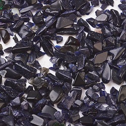 Synthetic Blue Goldstone & Black Obsidian Beads, No Hole/Undrilled, Chip, 2~6x1.5~4.5x0.5~2mm, about 15620pcs/500g(G-L491-04)