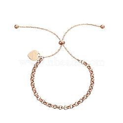 Titanium Steel Charm Anklets for Women, Rose Gold, Heart, 8.27 inch(21cm)(WG18C2B-45)