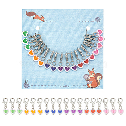 Heart Acrylic Pendant Stitch Markers, Crochet Lobster Clasp Charms, Mixed Color, 2.75cm, 18pcs/set(HJEW-AB00607)