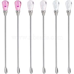 6Pcs 3 Colors Stainless Steel Sealing Wax Mixing Stirrers, Acrylic Head Melting Spoon, Mixed Color, 103x9mm, 2pcs/color(STAS-UN0040-05)