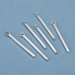 304 Stainless Steel Pendants, Rectangle/Bar, Silver, 28x1.5x1.5mm, Hole: 2mm(STAS-F155-19S-C)
