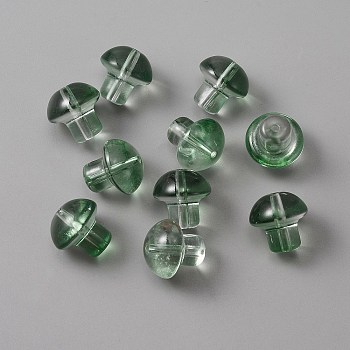 Transparent Glass Beads, Mushroom, Dark Green, 13.5x13.5mm, Hole: 1.6mm