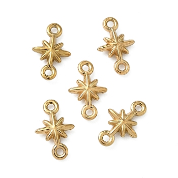 304 Stainless Steel Star Links, Hexagram Connector Charms, Ion Plating(IP), Real 18K Gold Plated, 9.5x6.5x1.5mm, Hole: 0.8mm