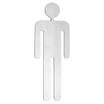 201 Stainless Steel Toliet Indicators, Gender Signs for Bathroom Restroom, Man Pattern, 200x81x3mm