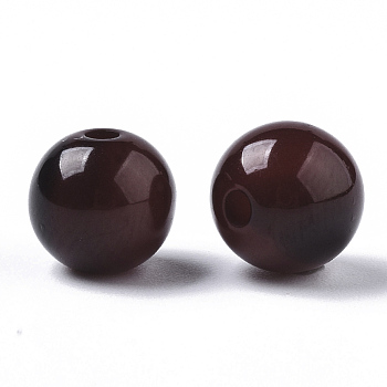 Resin Beads, Imitation Gemstone, Round, Coconut Brown, 8mm, Hole: 1.6mm