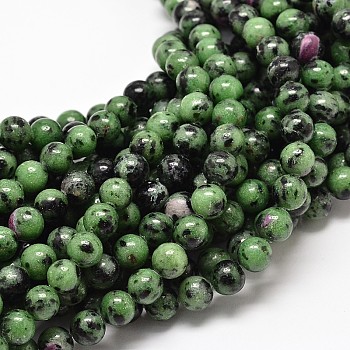 Natural Ruby in Zoisite Round Bead Strands, 8mm, Hole: 1mm, about 48pcs/strand, 15.5 inch