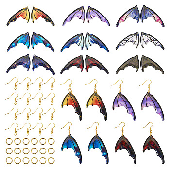 DIY Butterfly Wing Earring Making Kit, Including Resin Glitter Pendants, Brass Earring Hooks & Jump Rings, Mixed Color, 58Pcs/box