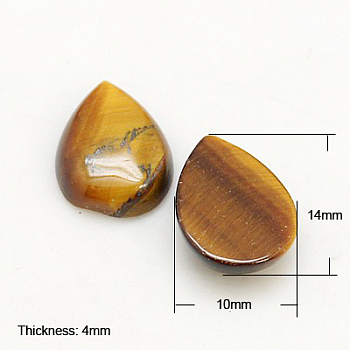 Gemstone Cabochons, teardrop, Natural Tiger Eye, 14x10x4mm