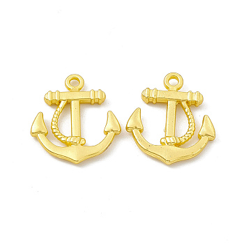 Rack Plating Alloy Pendants, Cadmium Free & Lead Free & Nickle Free, Anchor Charms, Matte Gold Color, 22.5x20x2.8mm, Hole: 2mm