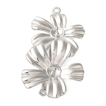 Brass Fold Over Clasps, Flower, Platinum, 34mm