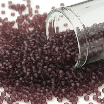 TOHO Round Seed Beads, Japanese Seed Beads, (6BF) Transparent Frost Medium Amethyst, 11/0, 2.2mm, Hole: 0.8mm, about 1110pcs/bottle, 10g/bottle