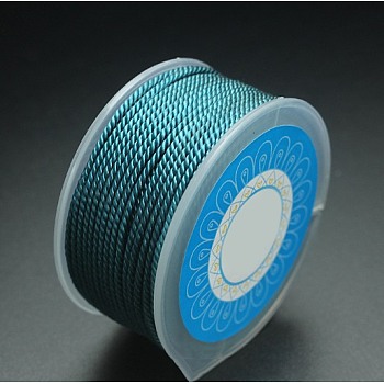 Round Nylon Cords, Milan Cords/Twisted Cords, Light Sea Green, 2.5mm, about 10.93 yards(10m)/roll